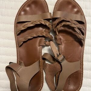 OluKai Women's Braided Leather Sandals in Brown